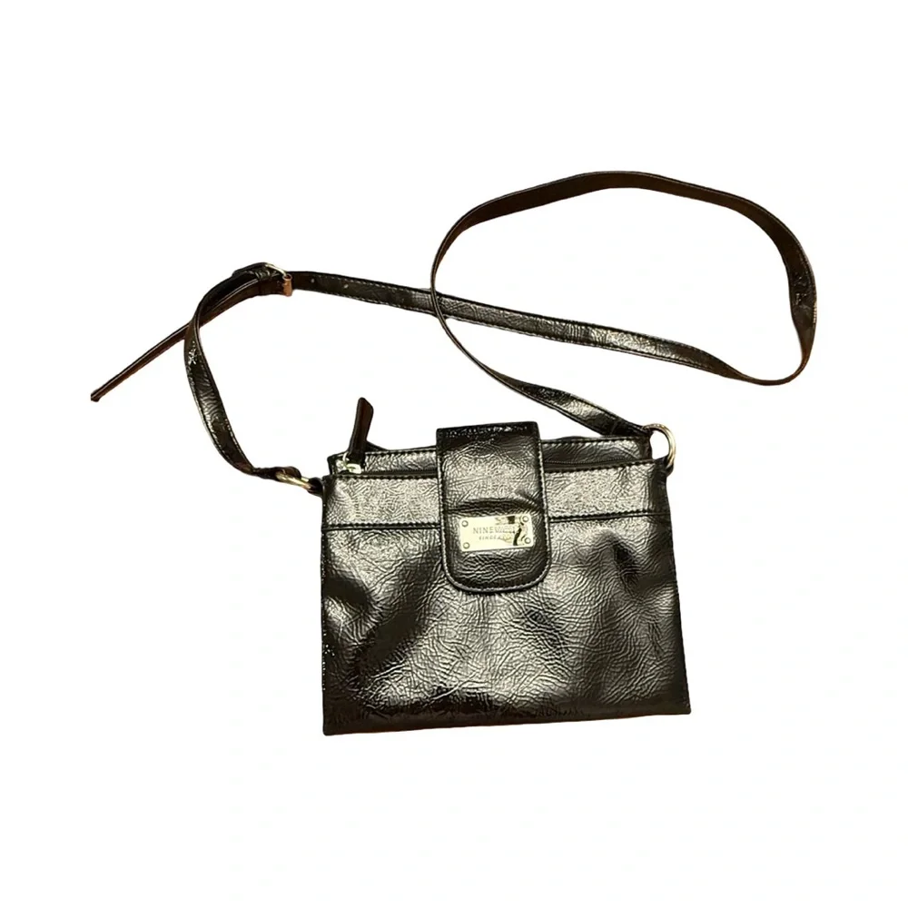 Nine West Shiny Black Crossbody Bag